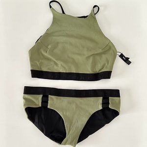 Hurley green halter two piece swimsuit, Size M top and S bottom